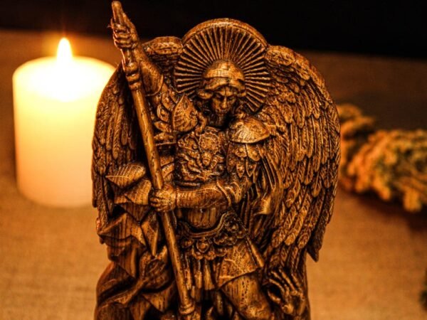 St. Michael Statue, Archangel Michael Carving, Catholic Saint Figurine, Guardian Angel Decor, Spiritual Protection Gift, St. Michael Icon