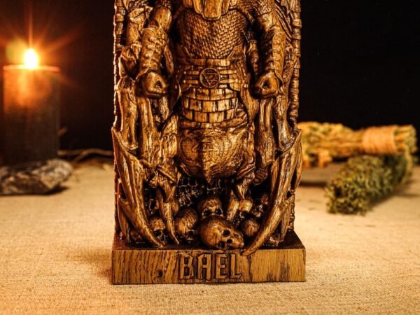 Wood Sculpture Collection-Bael King Statue, Bael Goetia Figure, Ars Goetia Statue, Demonology Figure, Goetia Demon Statue, Occult Statue, Wooden Demon Statue