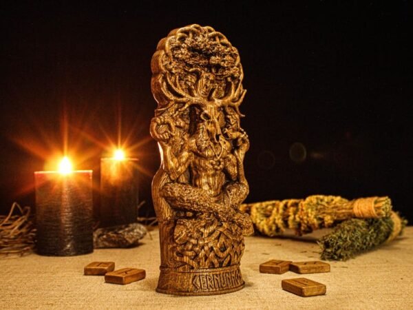 Wood Sculpture Collection-Cernunnos Statue, Horned God Figure, Forest God Figurine, Cernun Celtic God, Celtic Mythology, Celtic Statue, Pagan God Statue, Pagan Altar