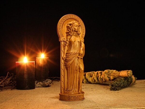 Medusa Statue, Medusa Gorgon Greek Goddess, Greek Mythology Goddess, Wooden Pagan Figurine, Occult Decor, Altar Statue, Custom Greek Statue
