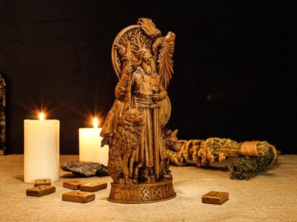Wood Sculpture Collection-Odin statue, Wotan, Allfather, Norse God Figure, Viking Altar, Allfather Figurine, Norse God Odin, Wooden Wotan Statue, Pagan Statue