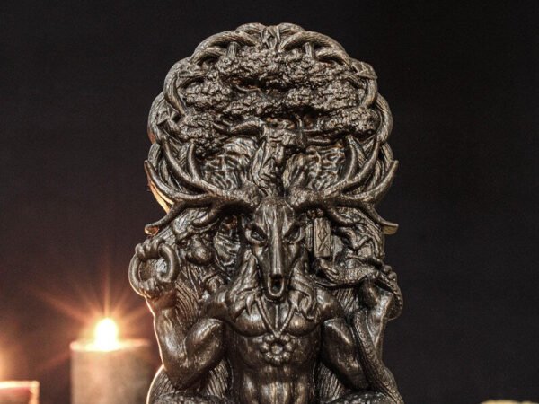Black Cernunnos Statue, Black Horned God Figure, Forest God Figurine, Black Pagan Statue, Black God Statue, Carved Pagan God, Celtic Gods