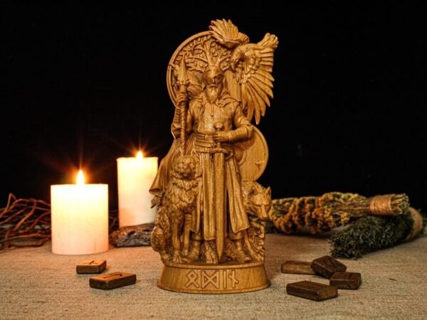Odin statue, Carved Odin Figure, Allfather, Wotan, Norse God Statue, Viking Statue, Norse Mythology, Norse Pagan, Altar Figurine