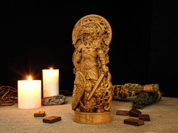 Tyr Statue, Norse God Tyr, Tyr Altar Figure, Norse God Statue, Carved God Statue, Viking Mythology, Norse Altar, Altar Figurine