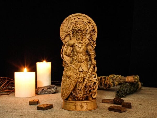 Tyr Statue, Norse God Tyr, Tyr Altar Figure, Norse God Statue, Carved God Statue, Viking Mythology, Norse Altar, Altar Figurine