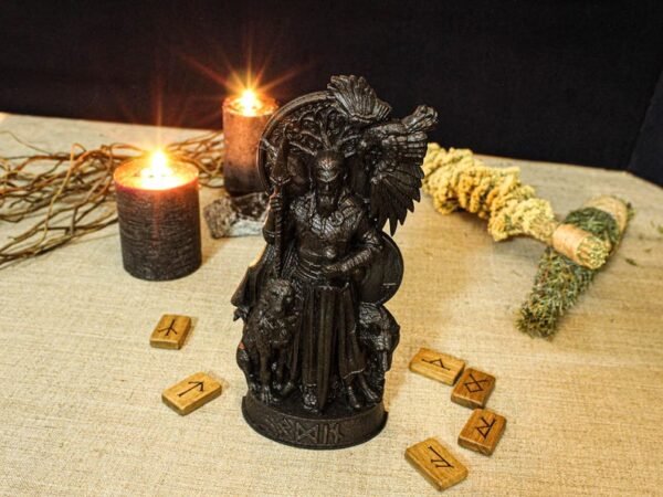 Black Odin statue, Black Allfather Figurine, Wotan, Carved Odin Idol, Norse Mythology Statue, Norse God Odin, Viking Altar, Pagan Altar