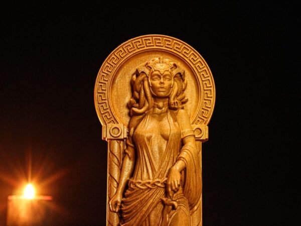 Medusa Statue, Medusa Gorgon Greek Goddess, Greek Mythology Goddess, Wooden Pagan Figurine, Occult Decor, Altar Statue, Custom Greek Statue