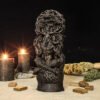 Black Cernunnos Statue, Black Horned God Figure, Forest God Figurine, Black Pagan Statue, Black God Statue, Carved Pagan God, Celtic Gods