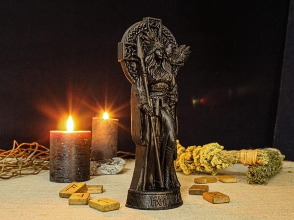 Black Morrigan Statue, Carved Morrigan Figurine, Celtic Goddess Figure, Goddess of the War, Wooden Morrigan Statue, Celtic Altar Figure