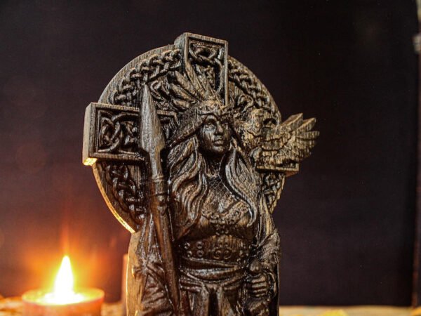 Black Morrigan Statue, Carved Morrigan Figurine, Celtic Goddess Figure, Goddess of the War, Wooden Morrigan Statue, Celtic Altar Figure