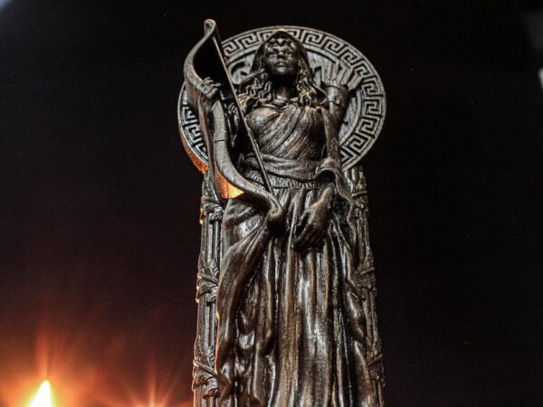 Black Artemis Statue, Artemis Greek Goddess, Greek Mythology, Greek Goddess Figurine, Greek Altar, Goddess of the Hunt, Carved Pagan Statue