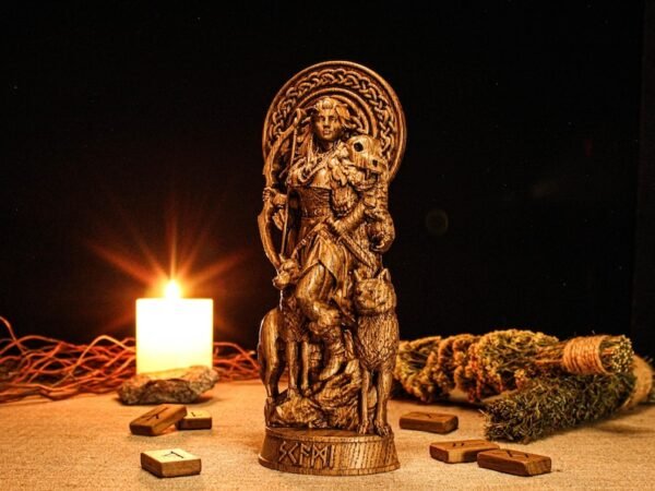 Wood Sculpture Collection-Skadi Statue, Skadi Norse Goddess Figure, Goddess of Hunting, Norse Figurine, Viking Statue, Altar Figure, Viking Gift, Norse Lover Gift