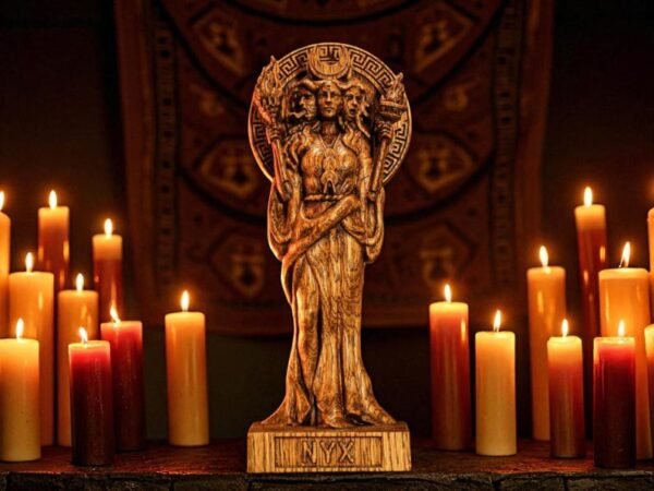 Nyx Statue, Goddess of the Moon, Greek Goddess Figure, Nyx Goddess Statue, Greek Mythology, Greek Altar, Greek Statue, Pagan Statue