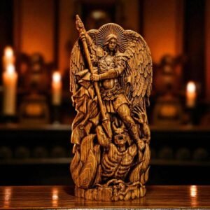 St. Michael Statue, Archangel Michael Carving, Catholic Saint Figurine, Guardian Angel Decor, Spiritual Protection Gift, St. Michael Icon