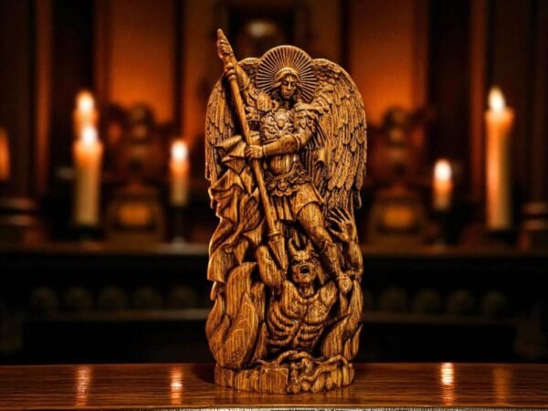 St. Michael Statue, Archangel Michael Carving, Catholic Saint Figurine, Guardian Angel Decor, Spiritual Protection Gift, St. Michael Icon
