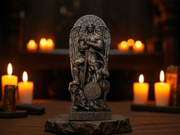 Wood Sculpture Collection-Black Azazel Statue, Black Fallen Angel Statue, Azazel Goetia Figure, Goetia Demon Statue, Black Demon Statue, The Lesser Key of Solomon