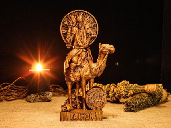King Paimon Statue, Demon Paimon Figure, Ars Goetia Statue, Demon Statue, Demonology, Wooden Pagan Statue, Occult figure, Occult Decor