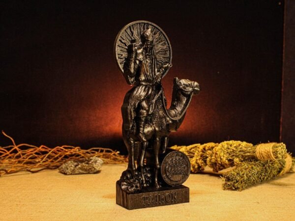 Wood Sculpture Collection-Black King Paimon Statue, Demon Paimon Figure, Demonology Figure, Goetia Statue, Black Demon Statue, Custom Demon Statue, Pagan Altar