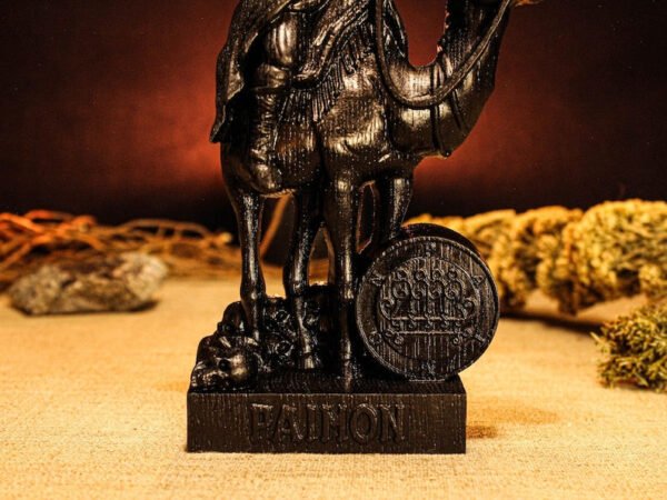 Wood Sculpture Collection-Black King Paimon Statue, Demon Paimon Figure, Demonology Figure, Goetia Statue, Black Demon Statue, Custom Demon Statue, Pagan Altar