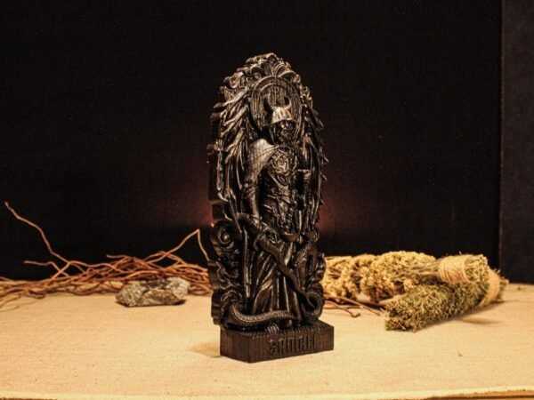 Wood Sculpture Collection-Black Samael Statue, Samael Fallen Angel Figure, Occult Statue, Demon Figurine, Pagan Altar, Altar Figurine, Custom Demon Figure,Occult Gift