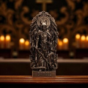 Wood Sculpture Collection-Black Samael Statue, Samael Fallen Angel Figure, Occult Statue, Demon Figurine, Pagan Altar, Altar Figurine, Custom Demon Figure,Occult Gift