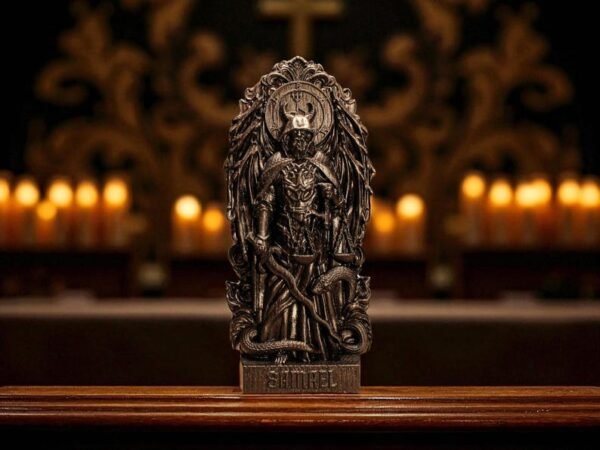 Wood Sculpture Collection-Black Samael Statue, Samael Fallen Angel Figure, Occult Statue, Demon Figurine, Pagan Altar, Altar Figurine, Custom Demon Figure,Occult Gift