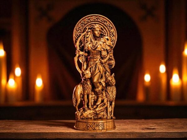Wood Sculpture Collection-Skadi Statue, Skadi Norse Goddess Figure, Goddess of Hunting, Norse Figurine, Viking Statue, Altar Figure, Viking Gift, Norse Lover Gift