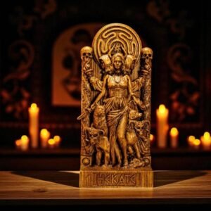 Hecate Statue, Greek Goddess Figure, Greek Statue, Wicca Goddess, Wooden Hecate, Wheel of Hecate, Pagan Altar, Greek Altar Statue