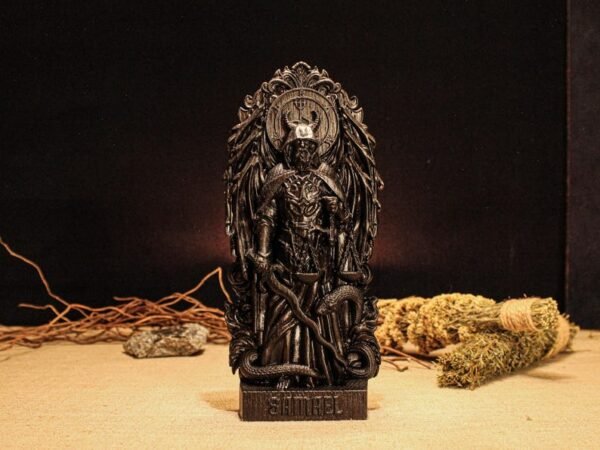 Wood Sculpture Collection-Black Samael Statue, Samael Fallen Angel Figure, Occult Statue, Demon Figurine, Pagan Altar, Altar Figurine, Custom Demon Figure,Occult Gift