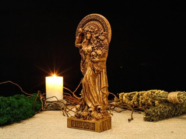 Wood Sculpture Collection-Persephone Statue, Greek Goddess Persephone, Greek Goddess Figure, Pagan Altar Figurine, Goddess Statue, Greek Mythology, Greek Altar
