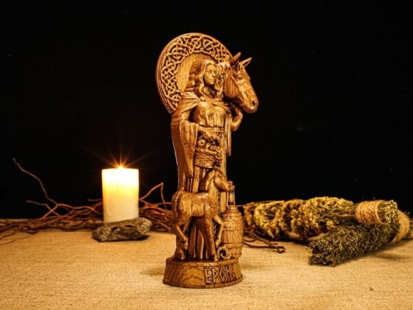 Wood Sculpture Collection-Epona Statue, Celtic Goddess Epona, Celtic Goddess Figure, Celtic Mythology, Celtic Altar, Irish Gods, Pagan Figurine, Custom God Statue