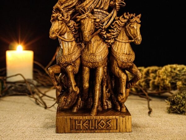 Wood Sculpture Collection-Helios Statue, Greek God Helios, Helios Altar Figure, God of Sun Statue, Greek Altar, Greek Mythology, Pagan Figure, Custom God Statue