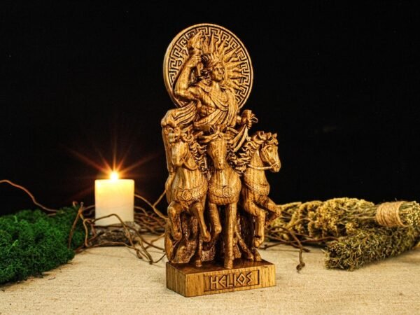Wood Sculpture Collection-Helios Statue, Greek God Helios, Helios Altar Figure, God of Sun Statue, Greek Altar, Greek Mythology, Pagan Figure, Custom God Statue