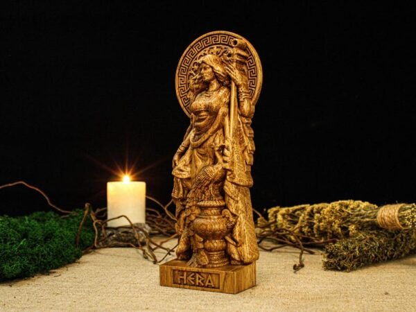 Hera Statue, Hera Altar Figure, Greek Goddess Figure, Wicca Goddess, Wooden Hecate, Wheel of Hecate, Pagan Altar, Greek Altar Statue