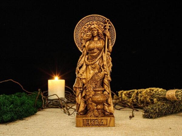Hera Statue, Hera Altar Figure, Greek Goddess Figure, Wicca Goddess, Wooden Hecate, Wheel of Hecate, Pagan Altar, Greek Altar Statue