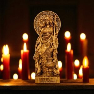 Hera Statue, Hera Altar Figure, Greek Goddess Figure, Wicca Goddess, Wooden Hecate, Wheel of Hecate, Pagan Altar, Greek Altar Statue