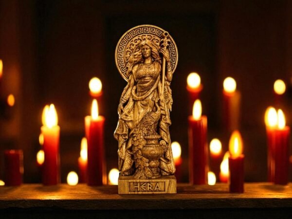 Hera Statue, Hera Altar Figure, Greek Goddess Figure, Wicca Goddess, Wooden Hecate, Wheel of Hecate, Pagan Altar, Greek Altar Statue