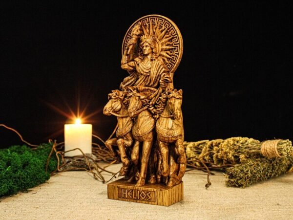 Wood Sculpture Collection-Helios Statue, Greek God Helios, Helios Altar Figure, God of Sun Statue, Greek Altar, Greek Mythology, Pagan Figure, Custom God Statue