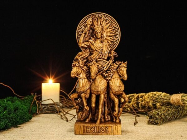 Wood Sculpture Collection-Helios Statue, Greek God Helios, Helios Altar Figure, God of Sun Statue, Greek Altar, Greek Mythology, Pagan Figure, Custom God Statue