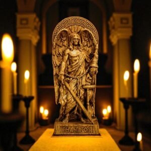 Wood Sculpture Collection-Thanatos Statue, Greek God Thanatos, Thanatos Altar Figure, Greek Altar, Greek Mythology, Pagan Figure, Custom God Statue, Greek Sculpture