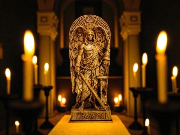 Wood Sculpture Collection-Thanatos Statue, Greek God Thanatos, Thanatos Altar Figure, Greek Altar, Greek Mythology, Pagan Figure, Custom God Statue, Greek Sculpture