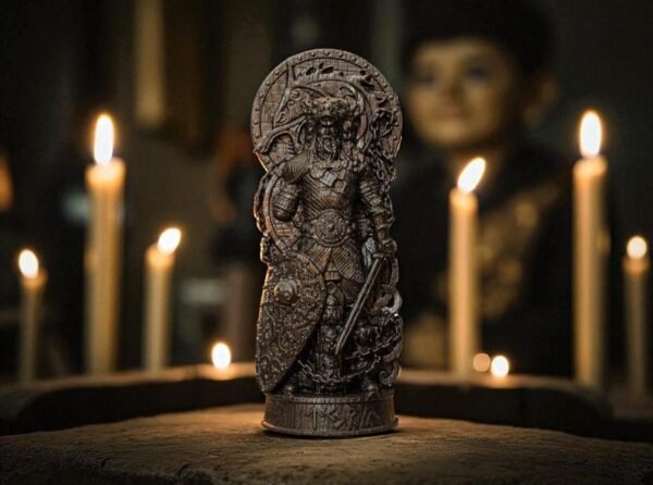 Black Tyr Statue, Black Wooden Tyr Figure, Carved Viking Statue, Norse Altar Figurine, Norse Mythology, Viking Gods, Pagan Altar, Asatru