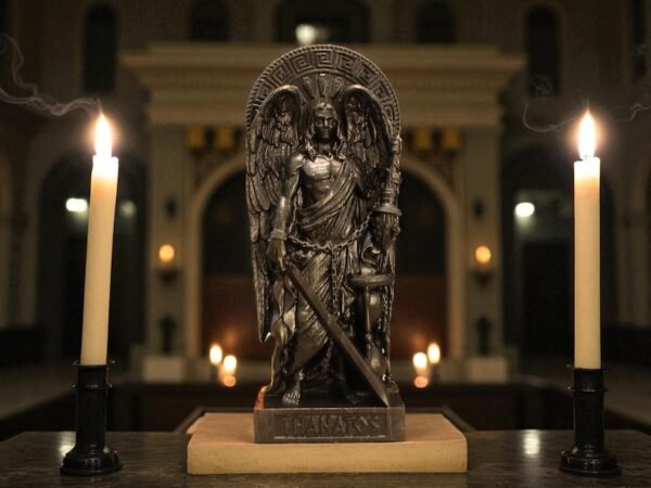 Wood Sculpture Collection-Black Thanatos Statue, Greek God Thanatos, Thanatos Altar Figure, Greek Altar, Greek Mythology, Pagan Figure, Custom God Statue