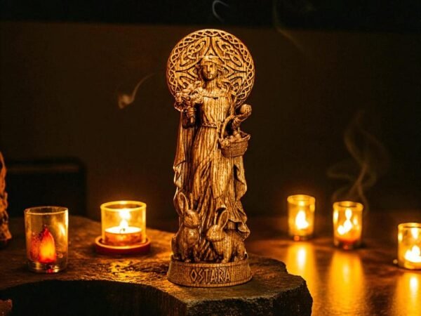 Wood Sculpture Collection-Ostara Statue, Goddess Ostara Figurine, Goddess of Spring, Embrace the Spring Equinox, Pagan Statue, Pagan Altar, Altar Figurine