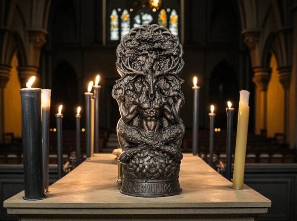 Black Cernunnos Statue, Black Horned God Figure, Forest God Figurine, Black Pagan Statue, Black God Statue, Carved Pagan God, Celtic Gods