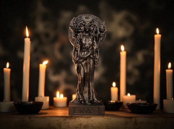 Wood Sculpture Collection-Black Nyx Statue, Greek Goddess of the Moon, Black Goddess Figure, Nyx Goddess Figure, Greek Altar Statue, Greek Mythology, Moon Goddess