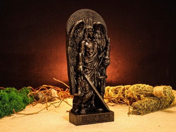 Wood Sculpture Collection-Black Thanatos Statue, Greek God Thanatos, Thanatos Altar Figure, Greek Altar, Greek Mythology, Pagan Figure, Custom God Statue