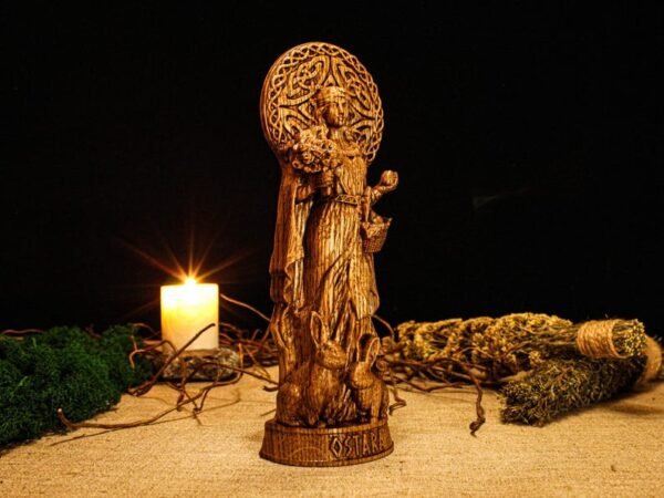 Wood Sculpture Collection-Ostara Statue, Goddess Ostara Figurine, Goddess of Spring, Embrace the Spring Equinox, Pagan Statue, Pagan Altar, Altar Figurine