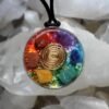 Orgone Energy~7 Chakras Orgone Energy Pendant Gold Flakes