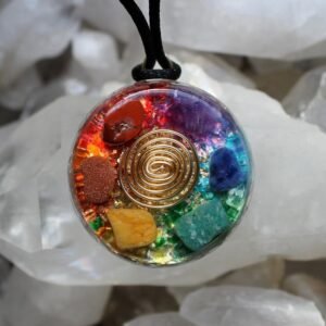 Orgone Energy~7 Chakras Orgone Energy Pendant Gold Flakes